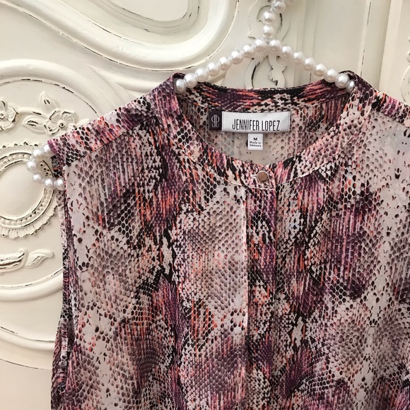 Jennifer Lopez Blouse Purple Python Sleeveless Size M - Picture 5 of 8